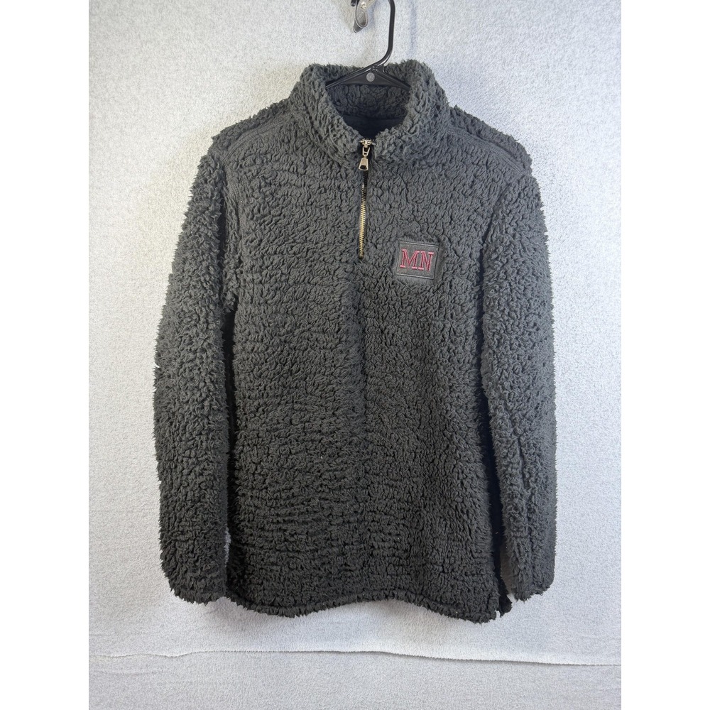 Home Free Jacket Womens Small Gray 1/4 Zip Sherpa Fleece Pullover MN Logo